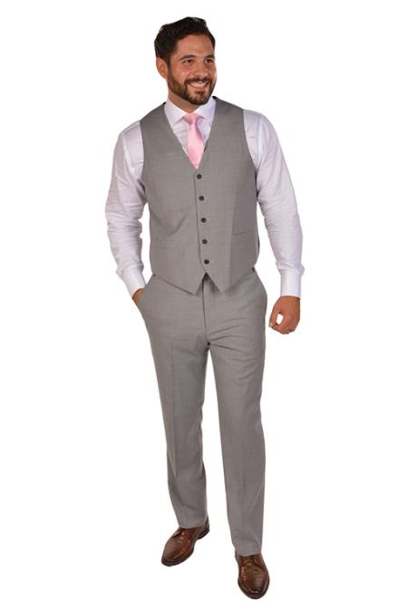 Men's Grey Vest & Tie & Matching Dress Pants Set