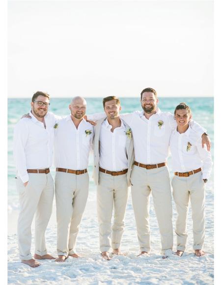 Men's Beach Wedding Attire Suit Menswear Off-White $199