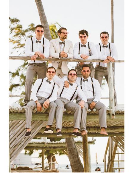 Men's Beach Wedding Attire Suit Menswear Off-White $199
