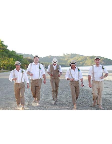 Men's Beach Wedding Attire Suit Menswear Beige $199