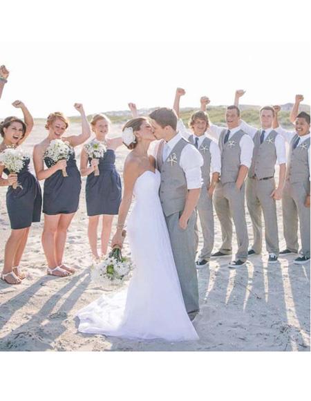 Men's Beach Wedding Attire Suit Menswear Grey $199