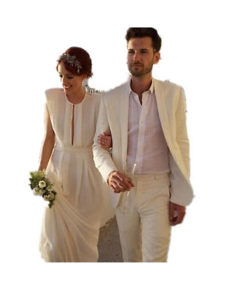 Men's Beach Wedding Attire Suit Menswear Ivory $199
