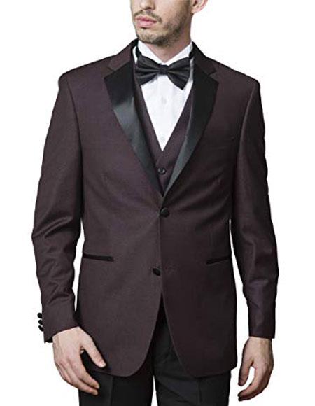 men's Caravelli Wine Pindot Tuxedo Slim Fit Suit