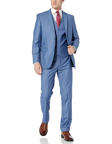 men's Caravelli Powder Blue Notch Lapel Slim Fit Suit