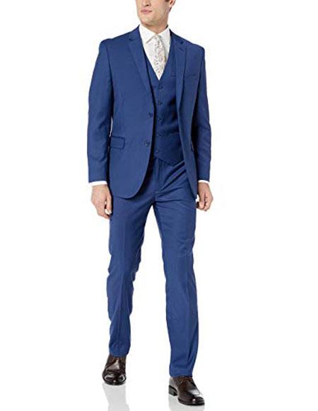 men's Caravelli Cobalt Blue Two Button Slim Fit Suit