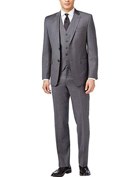 men's Caravelli Medium Grey  Notch Lapel Slim Fit Suit