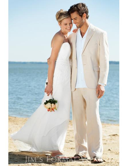 Men's Beach Wedding Attire Suit Menswear Beige $199