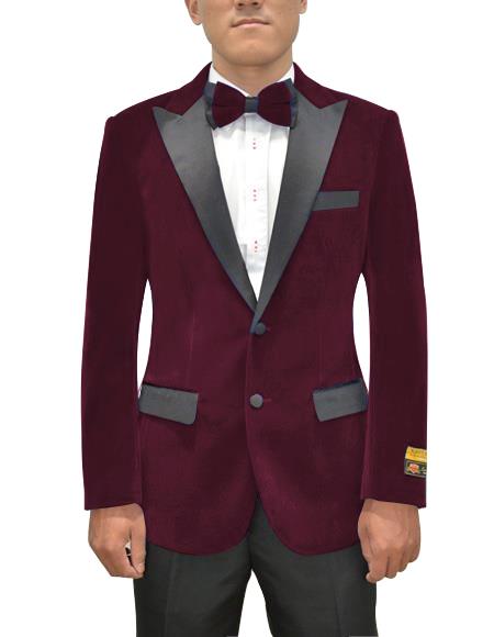 men's Two Button Peak Lapel Maroon Single Breasted Suit