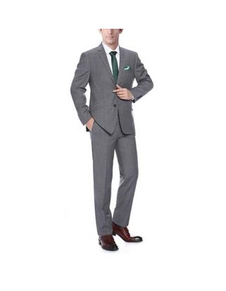 Renoir Suits - Renoir Fashion Mens Notch Lapel Dark Grey Single Breasted  Classic Fit wool Suit