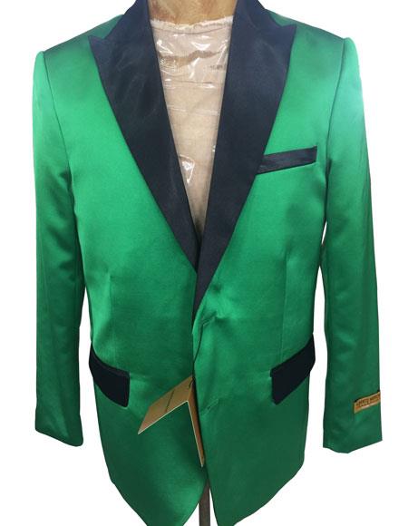men's Green Single Breasted Two Button Blazer