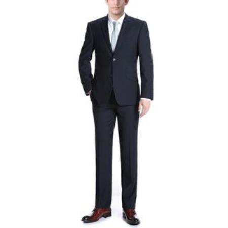 Renoir Suits - Renoir Fashion Verno Albani men's Notch Lapel Two Buttons Dark Navy Slim Fit Two-piece Suit
