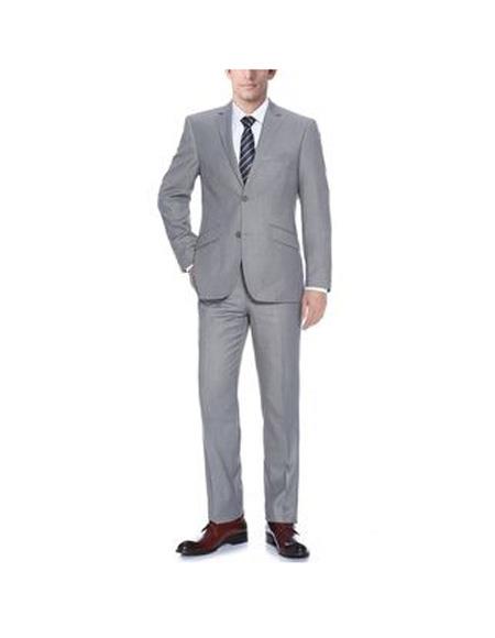 Renoir Suits - Renoir Fashion Verno Bellomi men's Light Grey Notch Lapel Slim Fit 2-Piece Suit