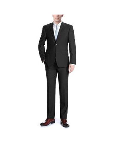 Renoir Suits - Renoir Fashion Verno Adessi men's Black Notch Lapel Slim Fit 2-Piece Suit