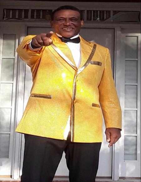 Men's Single Breasted Notch Lapel Gold Blazer ~ Suit Jacket