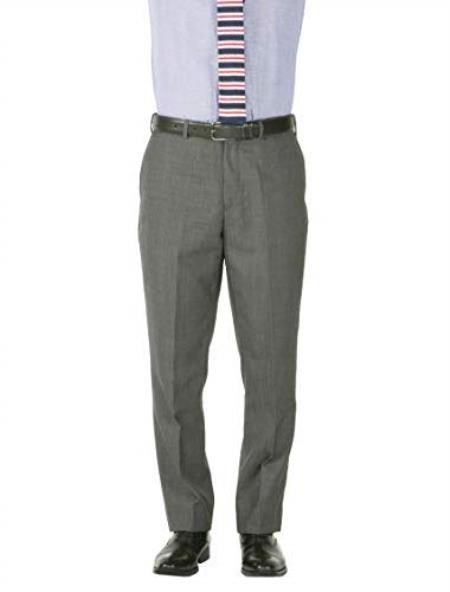 Style# men's Wool Blend Adjustable Wiast Stain Defender No Pleated Modern Fit Dress Pants 