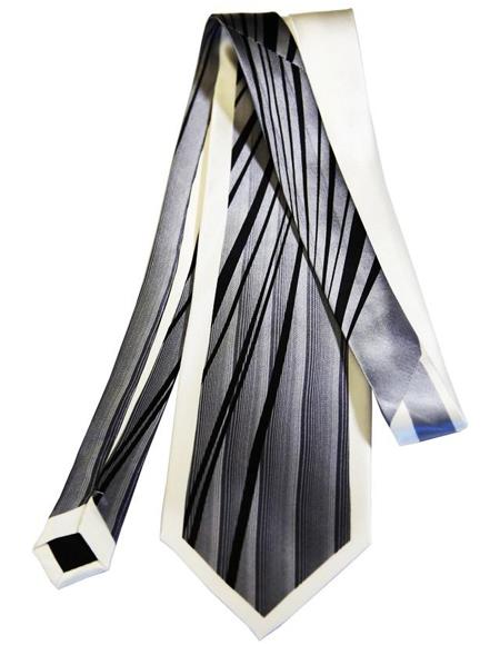 men's Extra Long Silver Silk Tie
