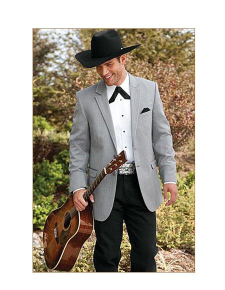 Country Tuxedos For Weddings Mens Gray Western ~ Cowboy Two Button Tuxedos