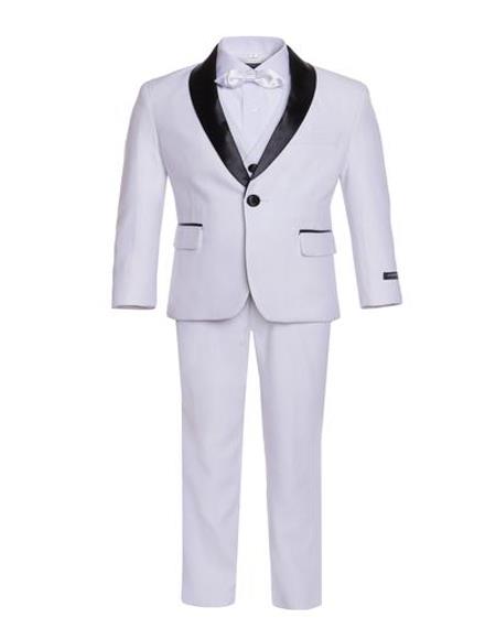 Men's Boys Shawl Lapel Single Breasted White Tuxedo Set