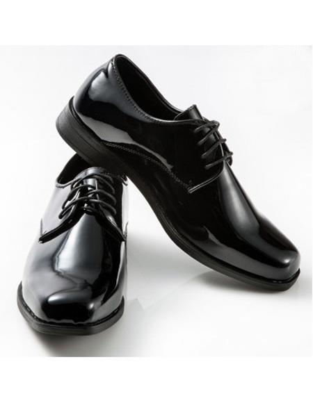men's Black Square Toe Synthetic ~ Sleek Lace Up Shoe