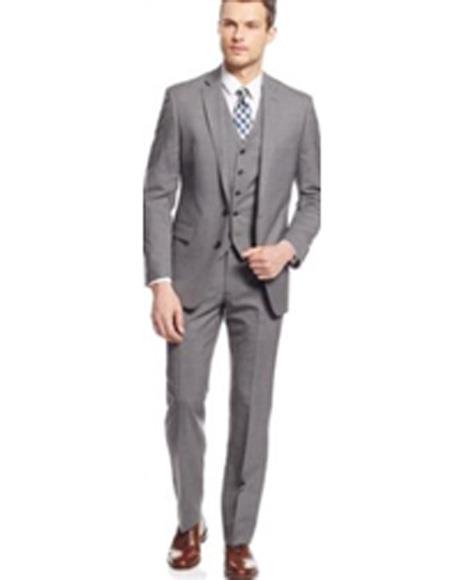 men's Two Button Single Breasted Light Grey Suit