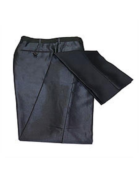 men's Black Slim Fit Flat Front Pants Dress Pants