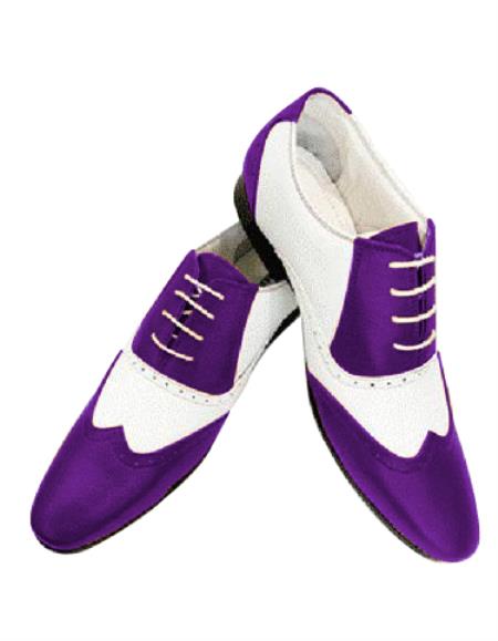  men's Dark Purple Leather Two Toned  Wing Tip men's Purple Dress Shoe