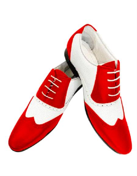  Hot Red Two Toned Four Eyelet Lacing Leather Shoe 