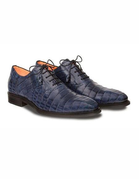 men's Blue Lace Up Leather Shoe