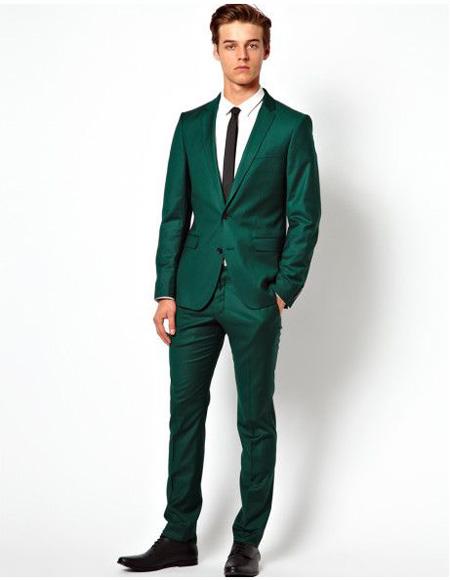 men's Emerald Green Skinny Fit  Two Button Suit 