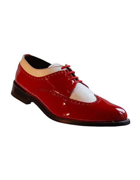 men's Two Tone Shoes Red and White