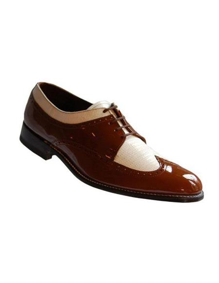men's Two Tone Shoes Brown and White