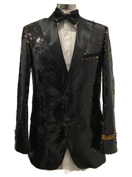 Mens Two Button Black  Single Breasted  Suit