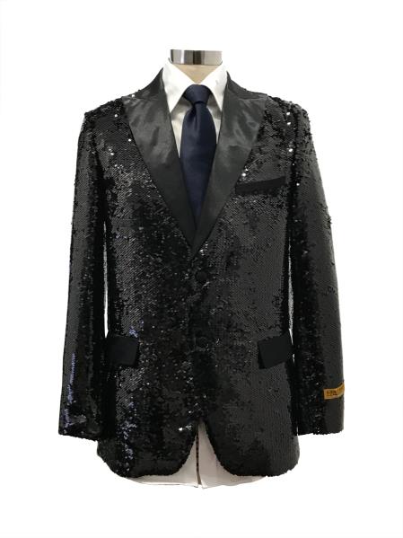 Mens Two Button Single Breasted Black Suit