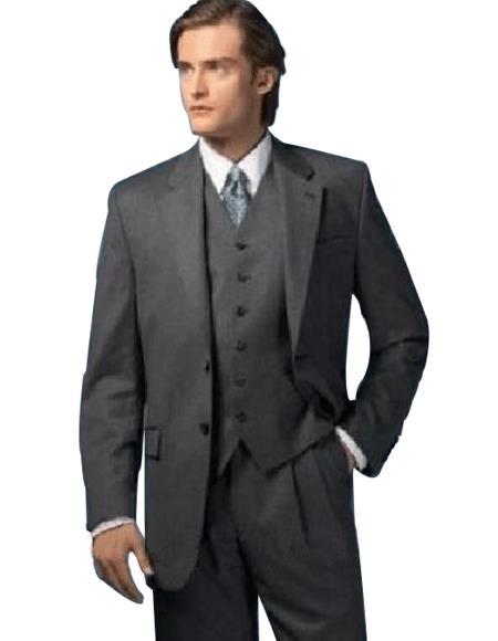 Mens Suits Clearance Sale Charcoal Gray Wool 