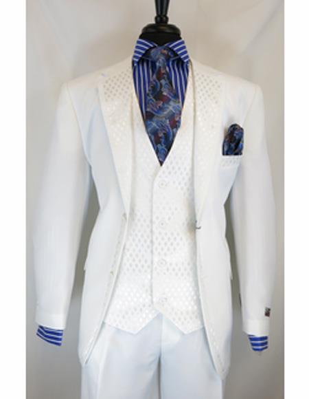 White Single Breasted Notch Lapel Suit