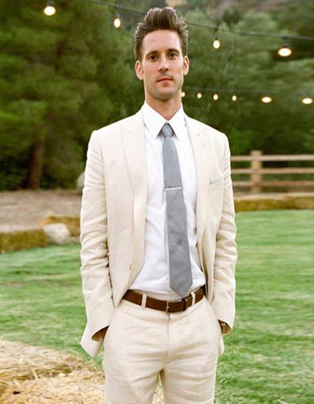 Linen Fabric Ivory Cream Off White Suit ( Jacket and Pants)  For Men