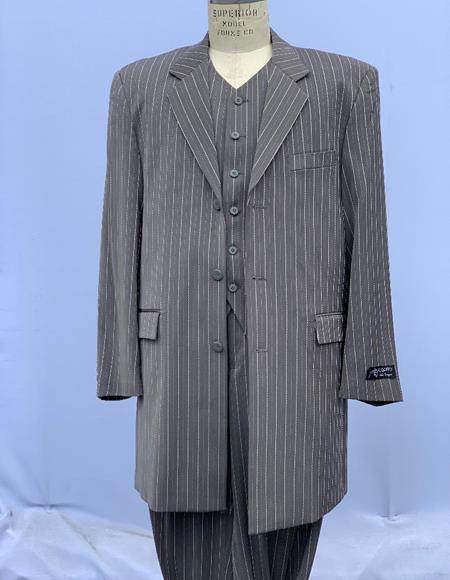 Mens Bold Chalk Stripe Grey Pinstripe Zoot Suit For sale ~ Pachuco Mens Suit Perfect for Wedding