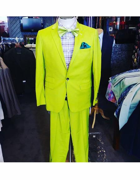 Mens Neon Yellow One Button Single Breasted Blazer 