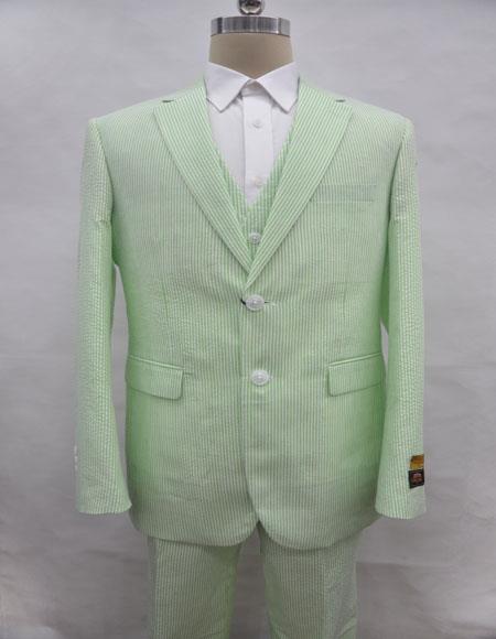 Mens Single Breasted Notch Label Green Colour Suit