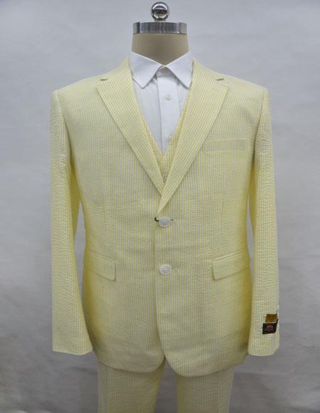 Mens Single Breasted Notch Label Yellow Colour Suit