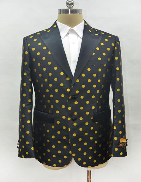 Mens Fashion Single Breasted Black Gold Suit