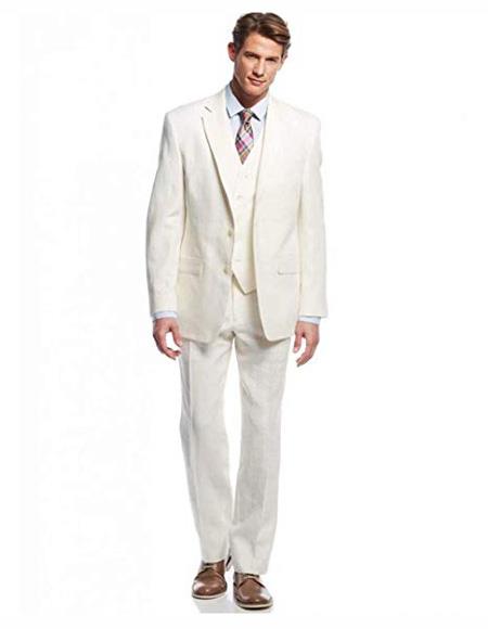 Off ~ Ivory ~ Cream White Suit for Men Casual Wedding Suit 3 Pieces Jacket Blazer Groom - Mens All White Suit
