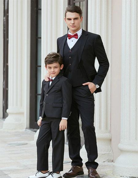 Black Two-Button Closure Father ~ Dad And Son Matching Suits