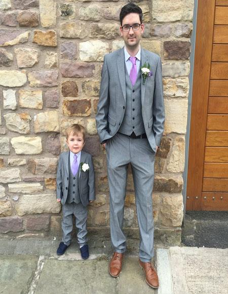 Gray Single Breasted Notch Lapel Father ~ Dad And Son Matching Suits 