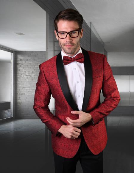 Mens Discounted Cheap Priced Red One Button Shawl Lapel Suit 