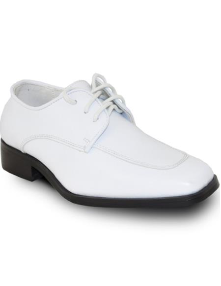 Men Dress Shoe Formal Tuxedo for Prom & Wedding and School Uniform White Matte