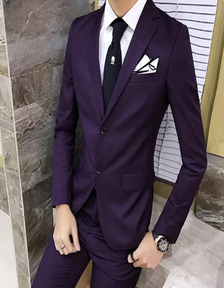 Mens Eggplant ~ Plum ~ Dark Purple ~ Dark Burgundy Mens Slim Fit business Suit