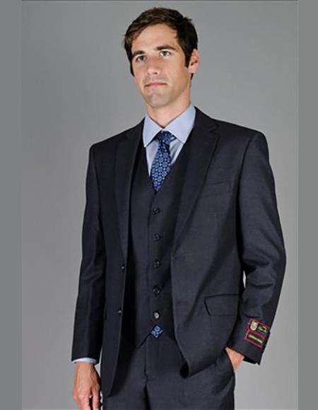 Giorgio Fiorelli Suit Mens Single Breasted Notch Lapel Solid Charcoal Suit
