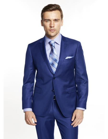 Giorgio Fiorelli Suit Mens Single Breasted Notch Lapel Solid Blue Suit