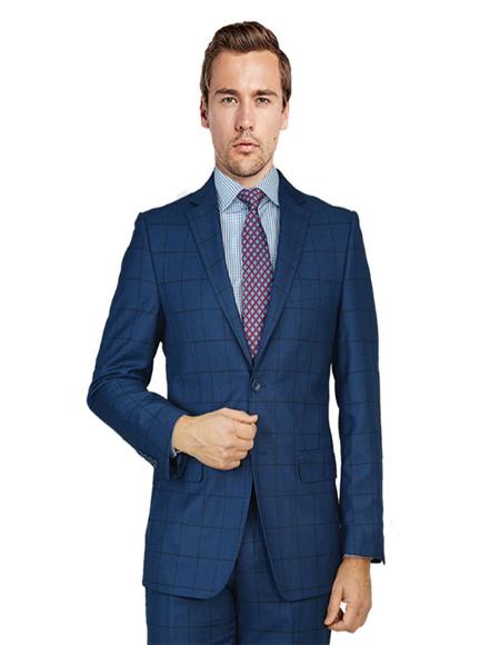 Product#J43579 Bertolini Suit Blue Windowpane